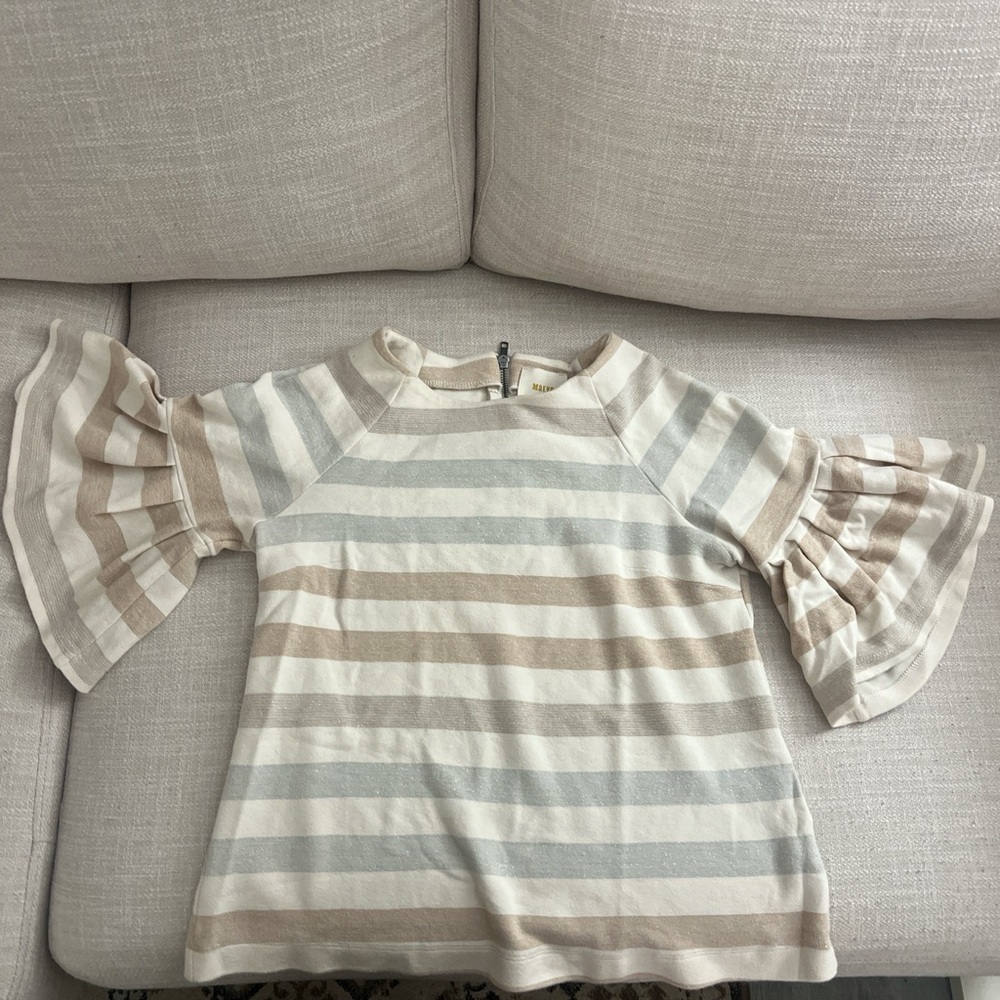 Antropology Maeve white Blouse with Ruffle Sleeves